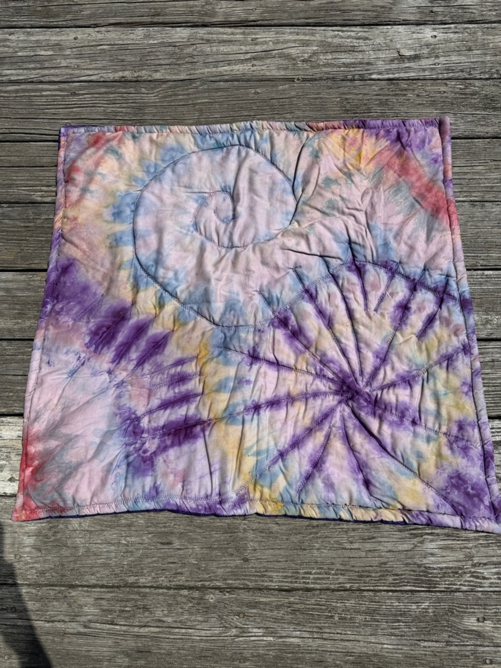 Hand-Dyed Multi-Color Quilted Throw - Pastel Tie-Dye
